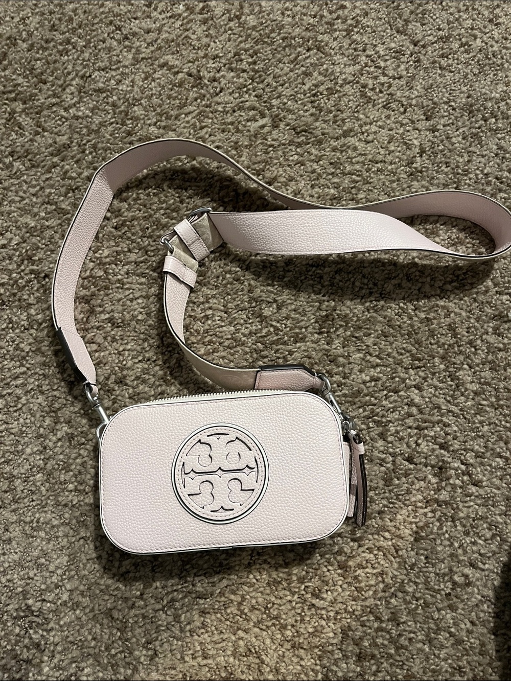 Tory Burch Light Blush Pebbled Leather Crossbody Camera Bag